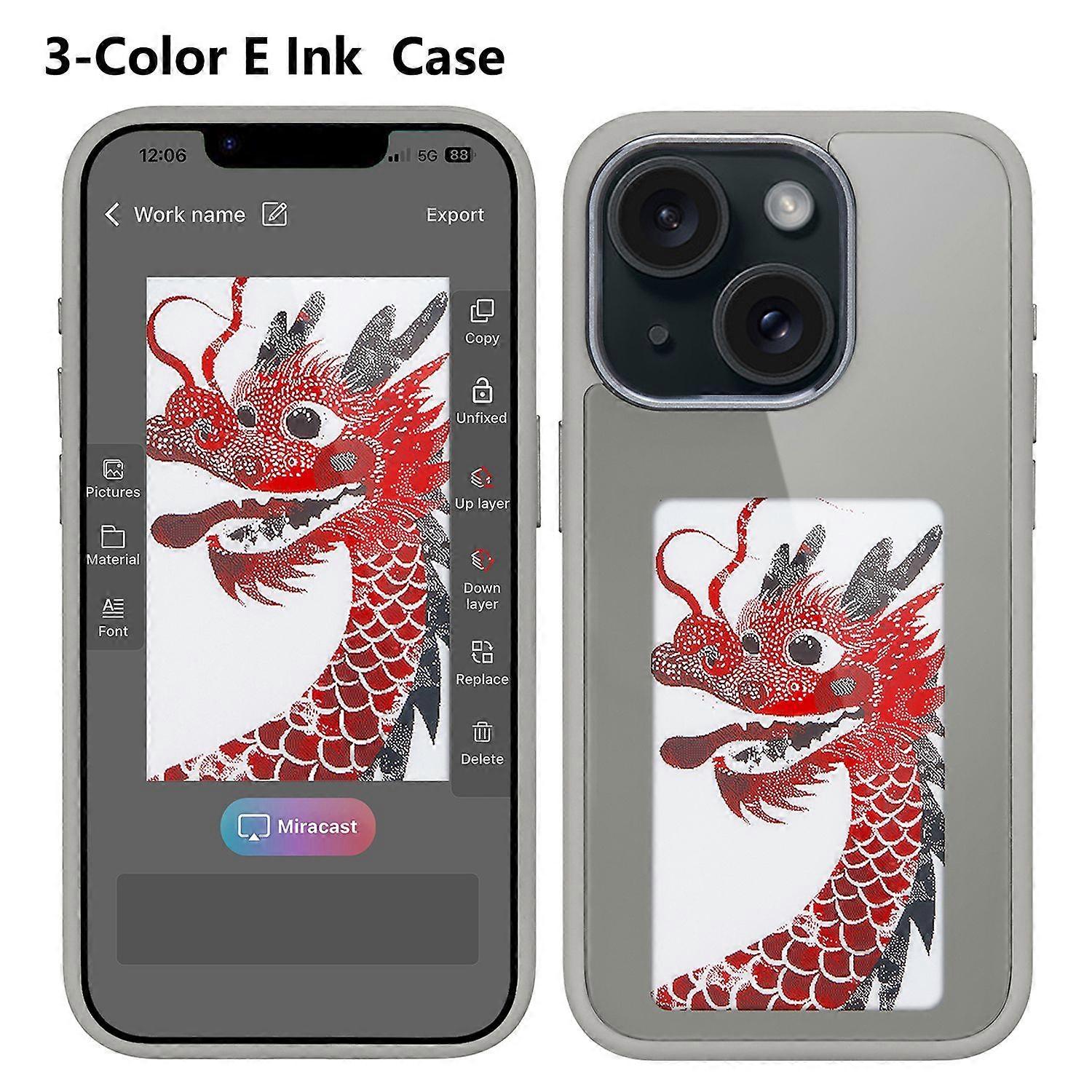 3-Color E Ink Case Screen Case for iPhone 14/13 Customizable with NFC