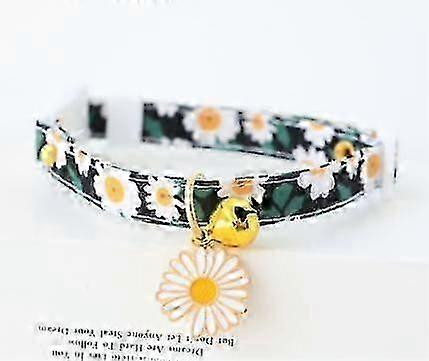 Colliers pour chat, colliers de chat en coton détachable avec cloche pendentifs de marguerite mignonne réglable