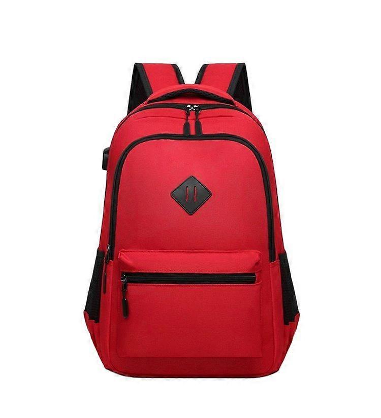 Backpack, side pockets, padded shoulder straps, with USB plug,red