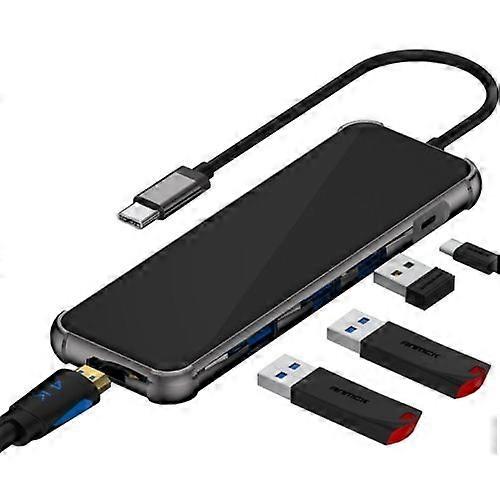 ZRUXE HB-301 6 in 1 Type-C Glass Mirror to HDMI 4K USB 3.0 Hub