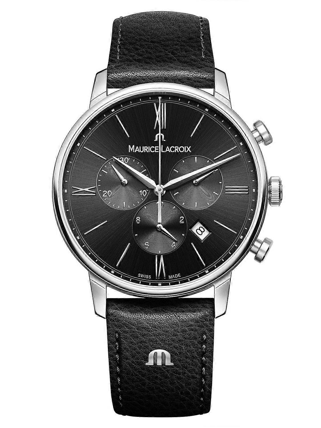 Maurice Lacroix ELIROS Chronograph Watch 40mm Black Strap