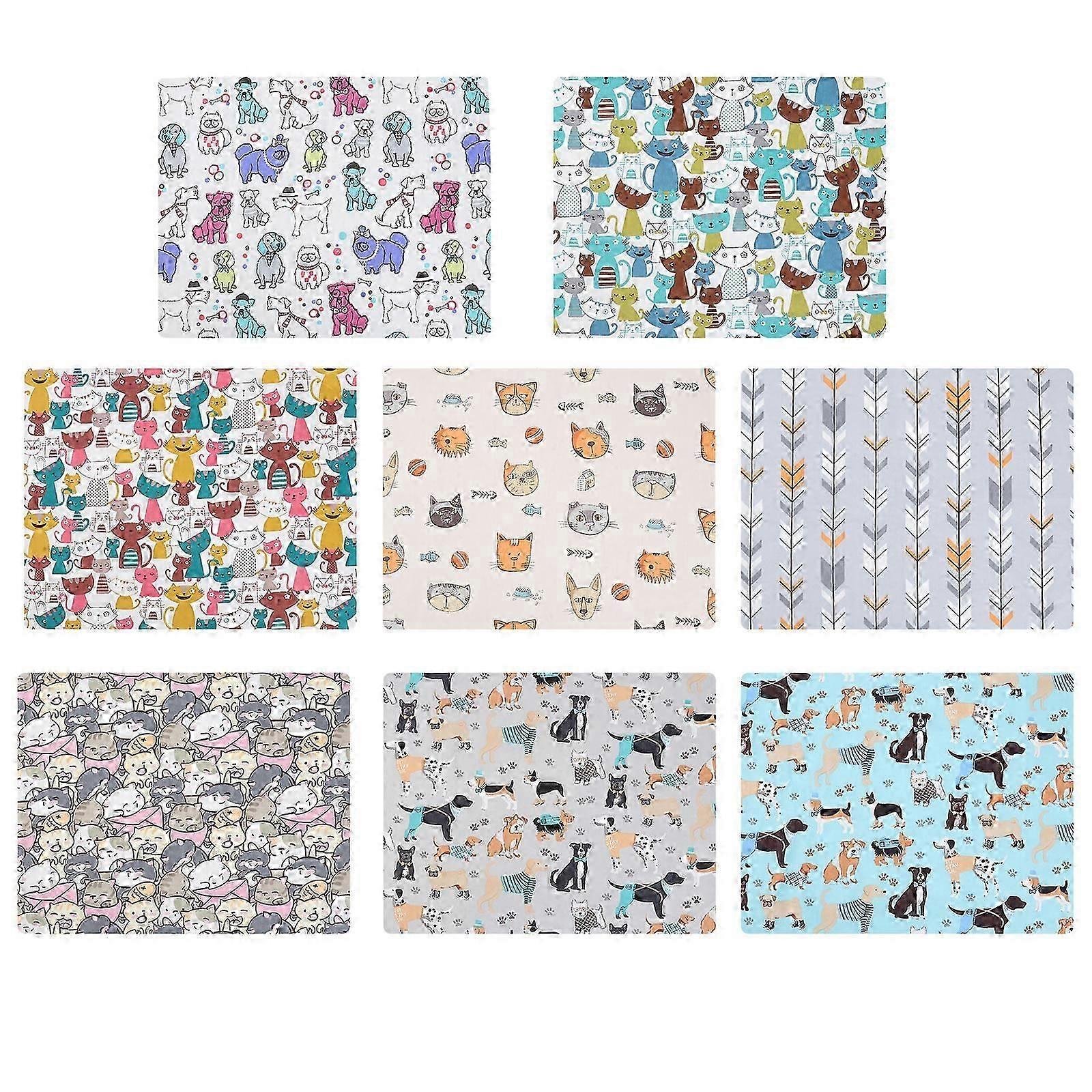 8Pcs 1Set Printing Cloths Versatile Patchwork Cloths for Home (Random Color)