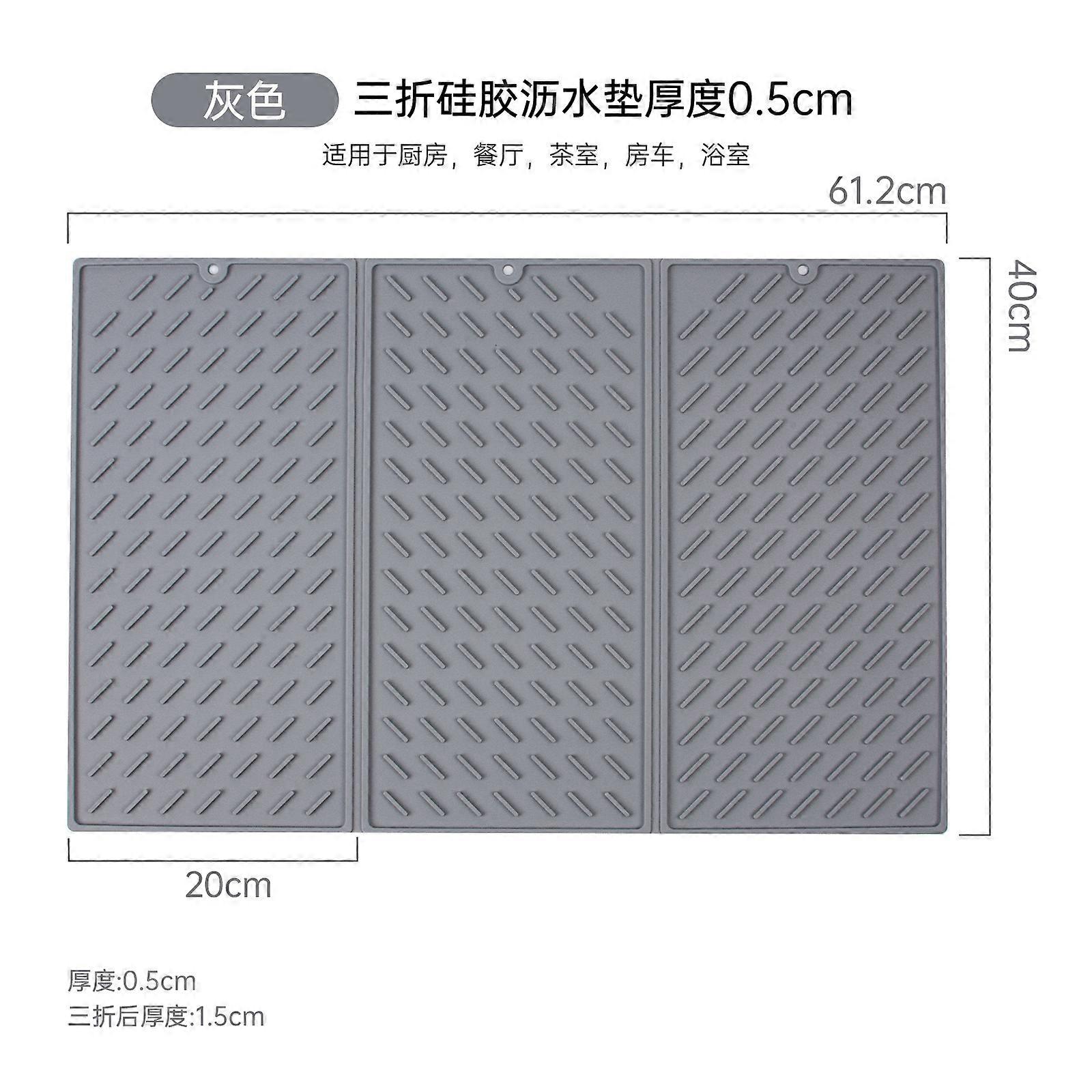 Dish Drying Mat, Silicone, Non-Slip, Collapsible, Kitchen, Easy to Clean