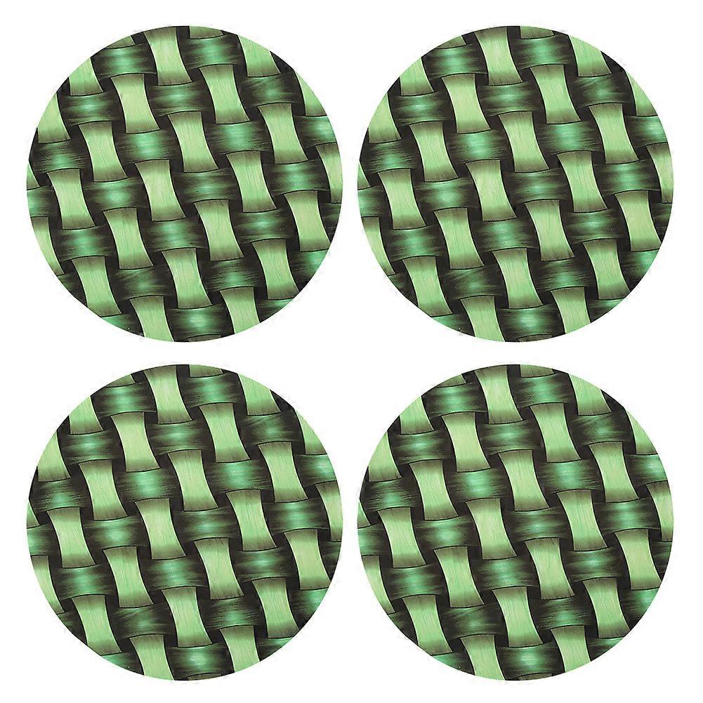 Heat Insulation Cup Mat Set of 4, 3D Bamboo Weave Design, Cushioned Placemat for Dining Table Protection