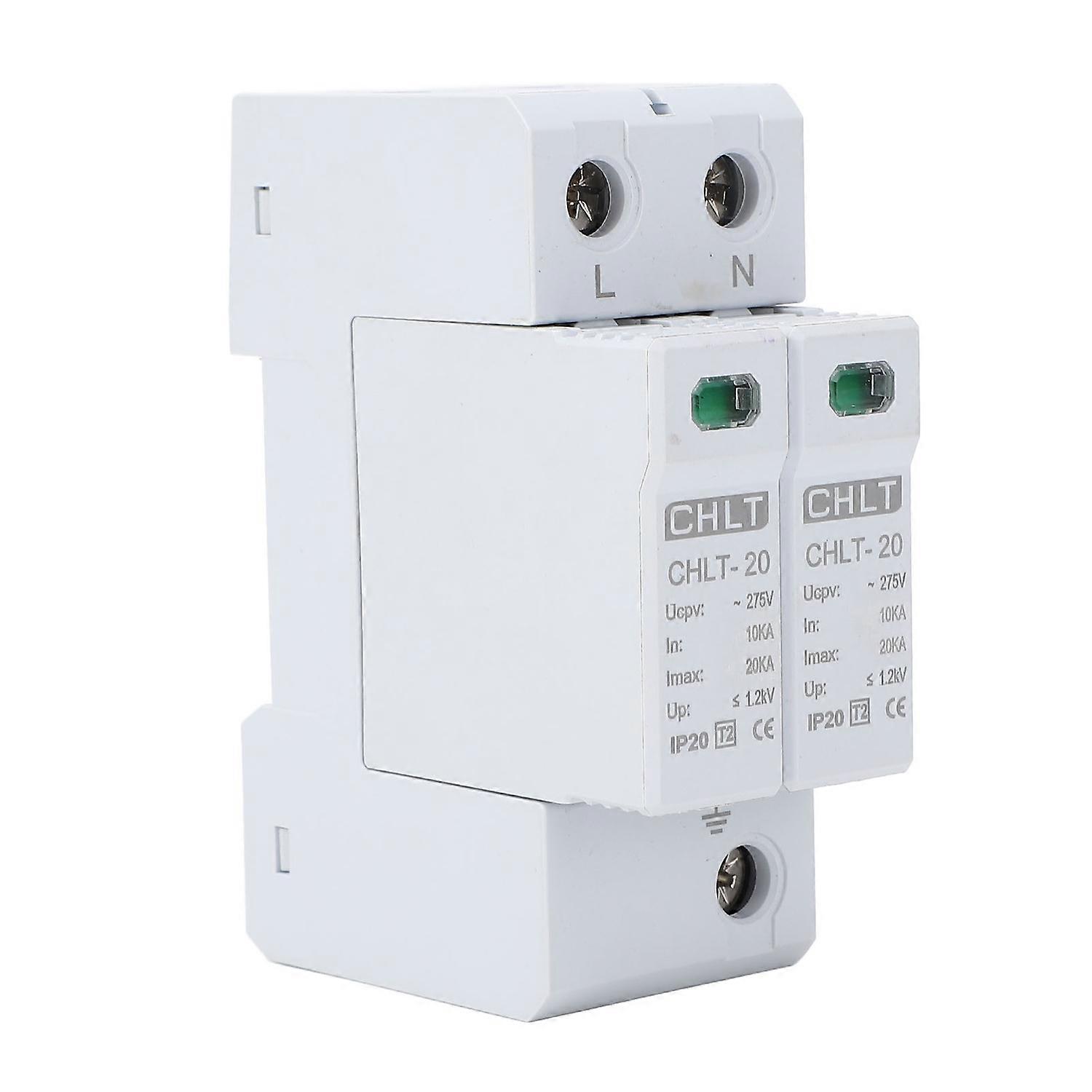 Surge Protector 2P 10‑20KA AC SPD 35mm Rail Installation Surge Protective Device for Home 275VAC