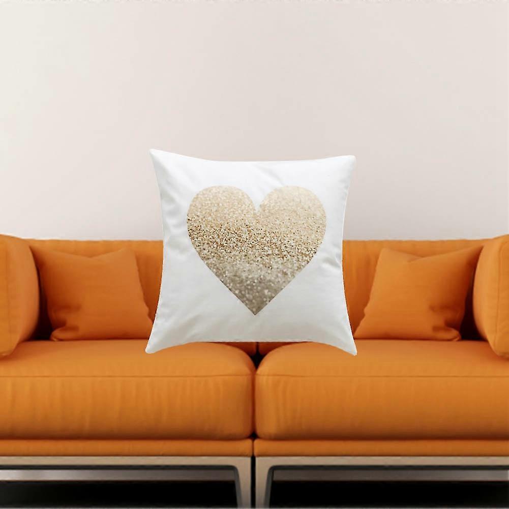 Golden Heart Pattern Soft Pillow Case for Sofa and Office Decor