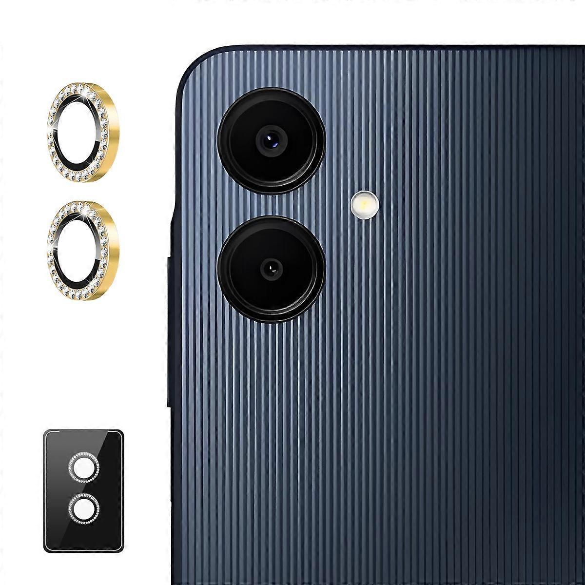 サムスンギャラクシーA06カメラレンズプロテクターラインストーン装飾リアレンズフィルム-ゴールデン用