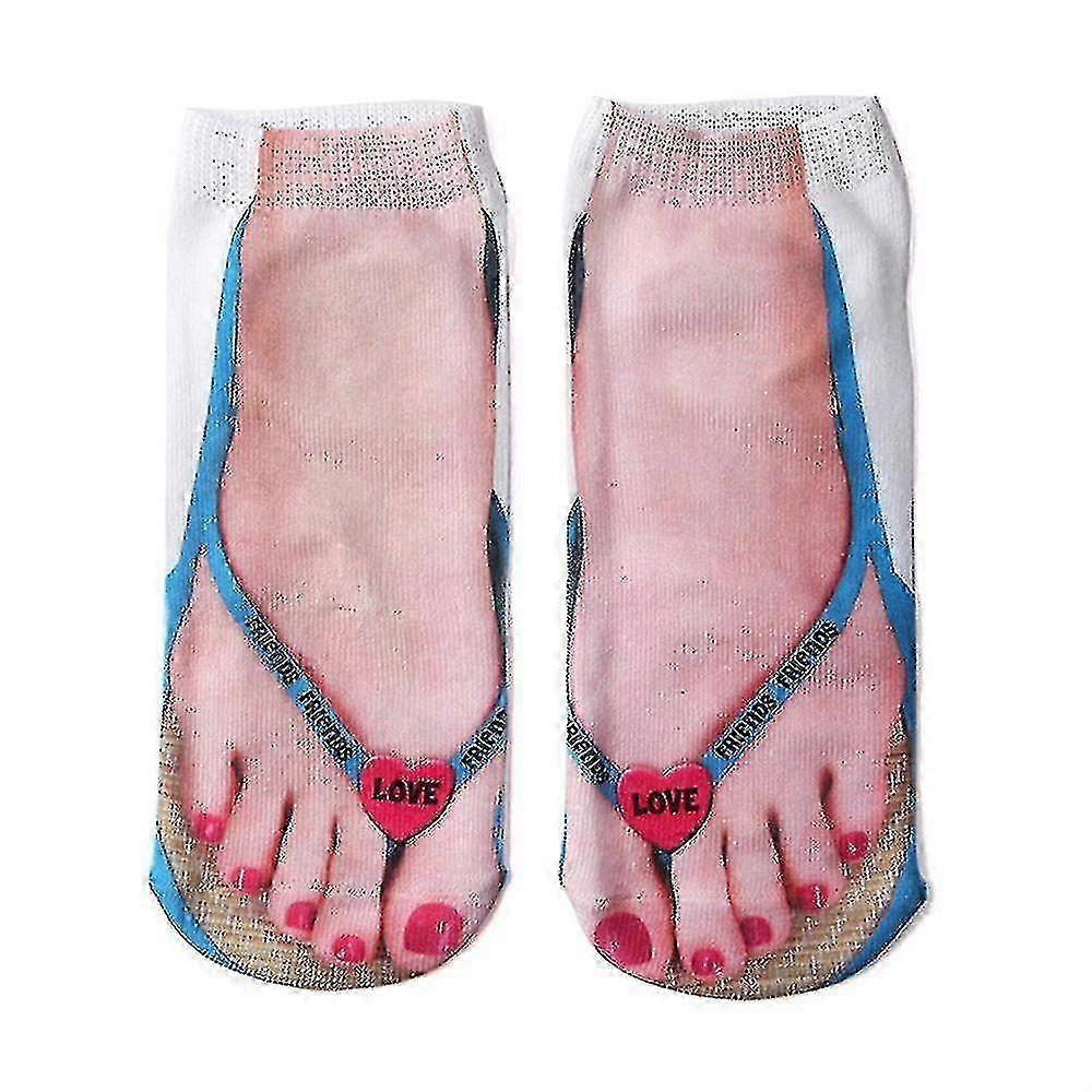 3D Printed Unisex Low Cut Ankle Socks for Flip-flops - Funny Design