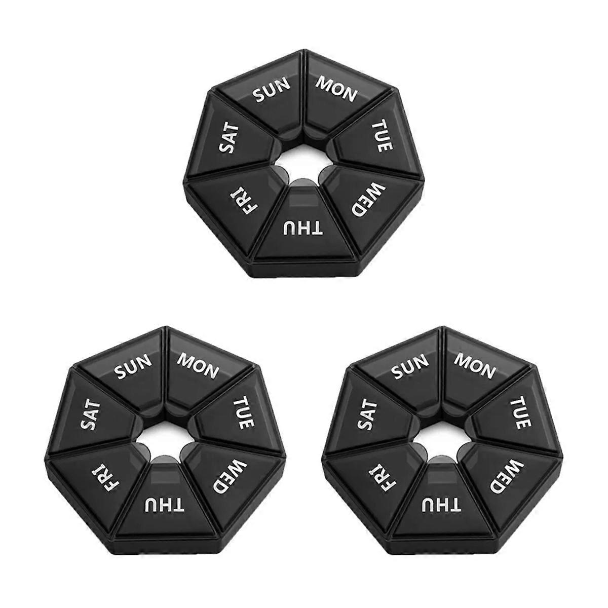 3pc Carry-on Portable One Week Large Capacity Pill Box Dustproof Dispenser Seven Days A Week Transparent Pill Organizers