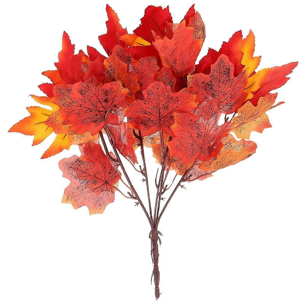 Fall,Artificial Maple Leaves Stem Outdoor Maple Leaves Adorns Maple Leaves Decor