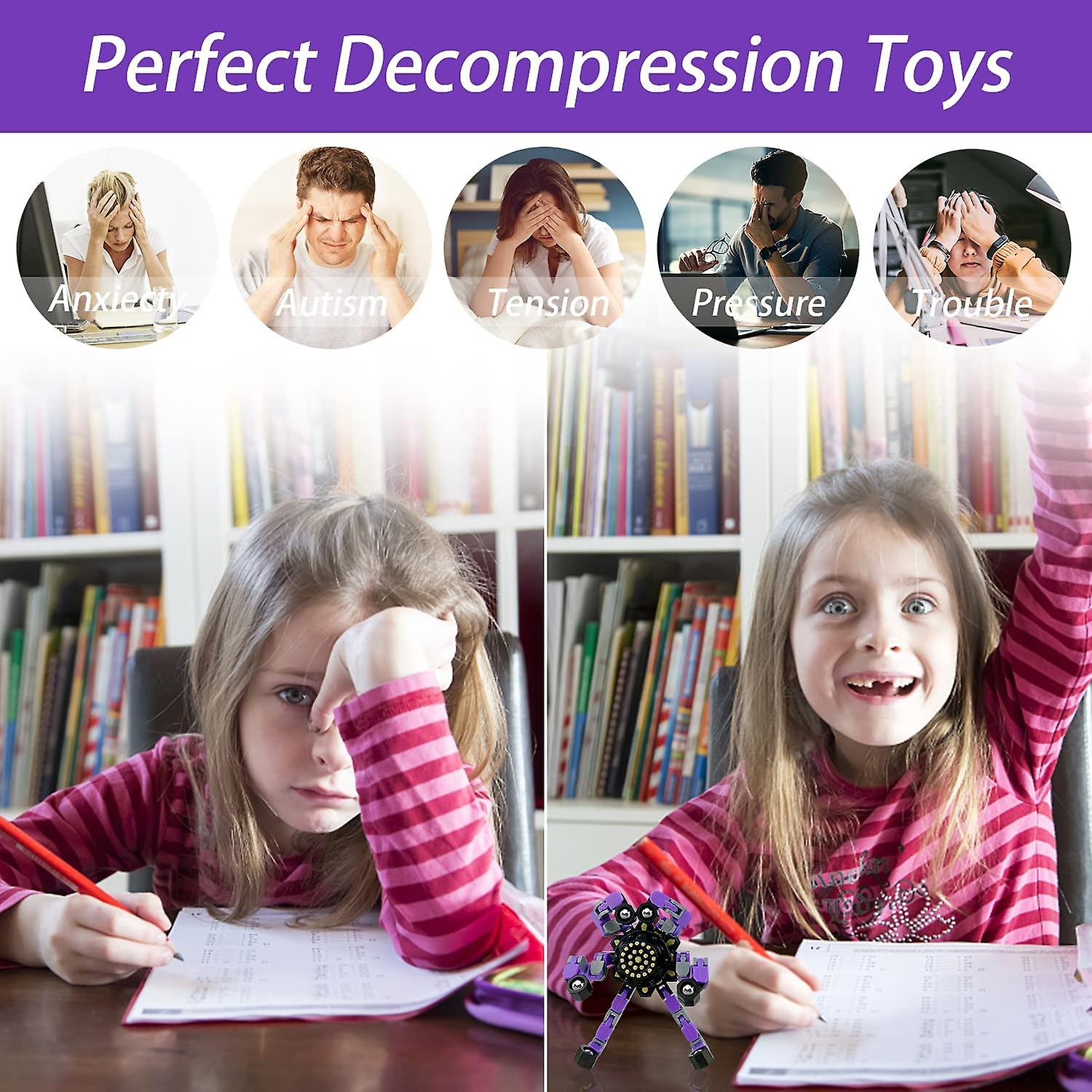 JOUET ANTI-STRESS, C-Red--Gyroscope mécanique anti Stress pour enfants