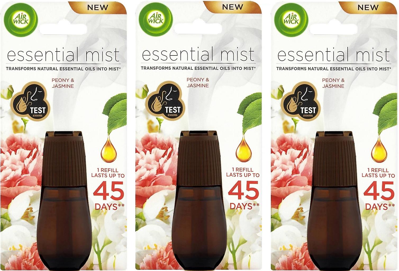 3 x Air Wick eterisk olja Mist Diffusor Refill - Pion & Jasmin