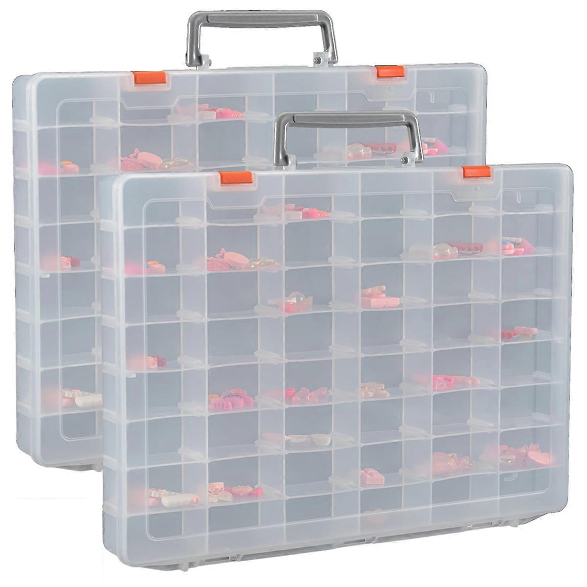 2 Pack Large 48 Grids Clear Plastic Organizer Boxes