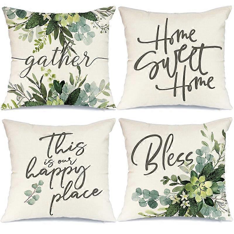 Spring Pillow Covers 18X18 Set Of 4 Farmhouse Throw Pillows Spring Decorations Pillowcase Home Decor
