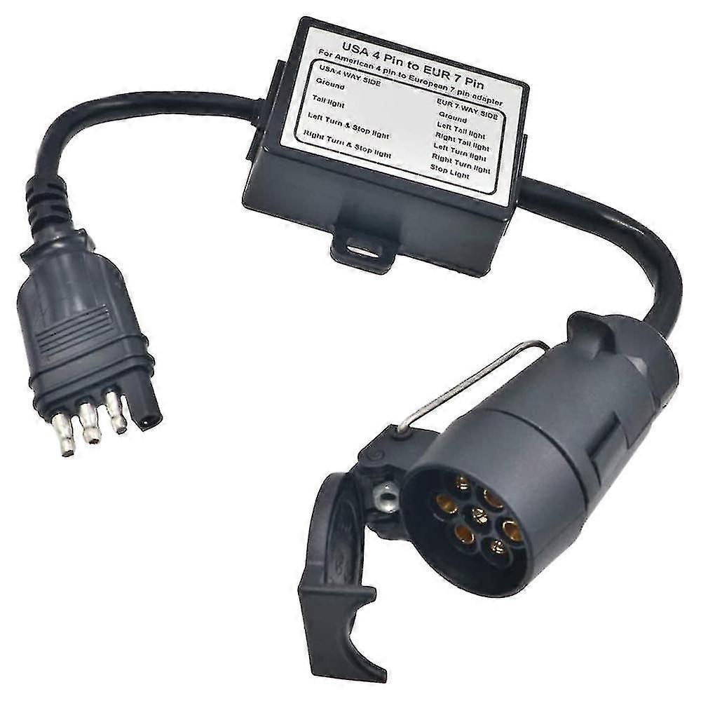 Us To Europe Trailer Light Converter 4 Way Flat Socket (american Vehicle) To 7 Way Round Socket (eu