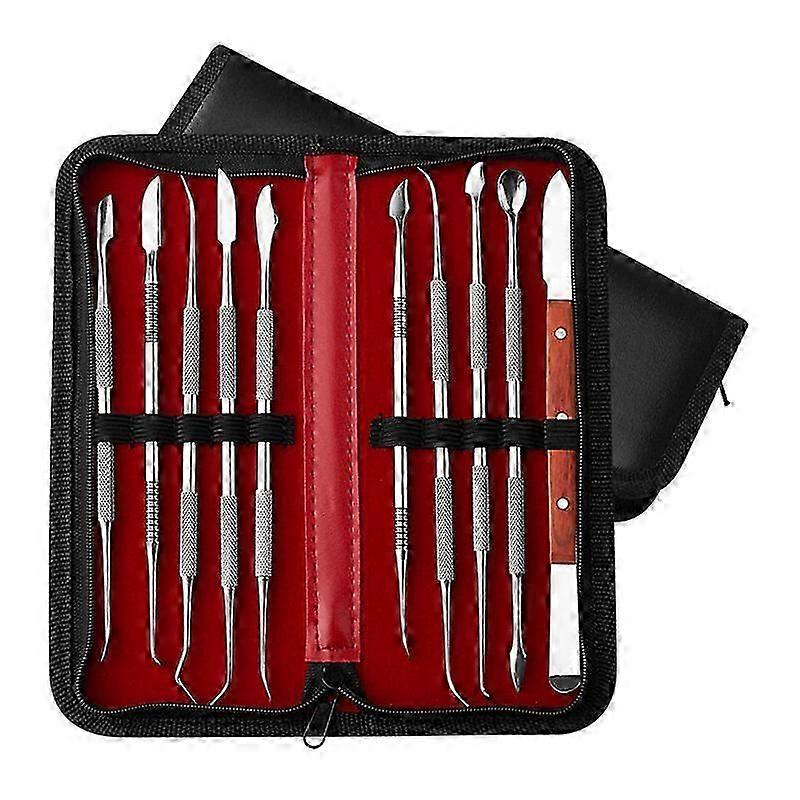 10 قطع من الفولاذ المقاوم للصدأ مزدوجة نهاية الشمع أدوات نحت لنحت الشمع والطين والنحت