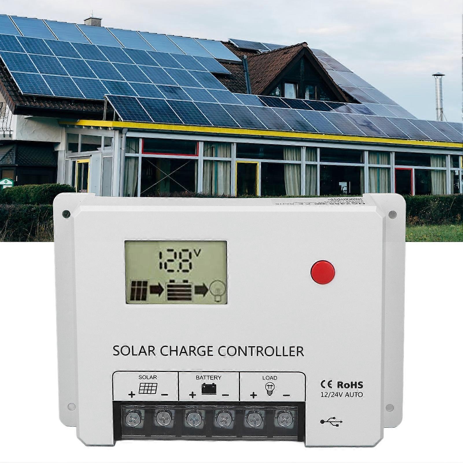 60A PWM Solar Charge Controller 12V/24V Large LCD Display