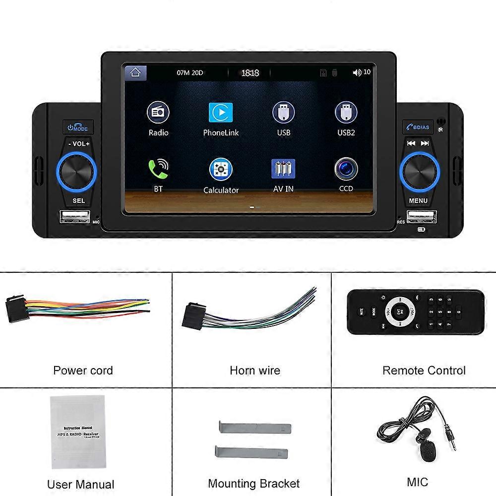 A3107 5 inches Car MP5 Wired CarPlay Universal Bluetooth Player With Microphone, Style: Standard 5 inches Standard