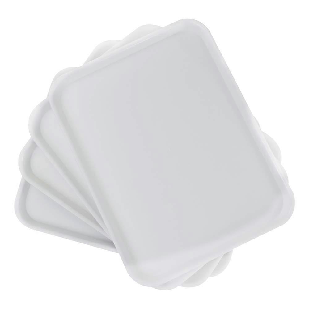 4 Pack Large Fast Food White Plastic Reusable Serving Tray for Eating Large Size