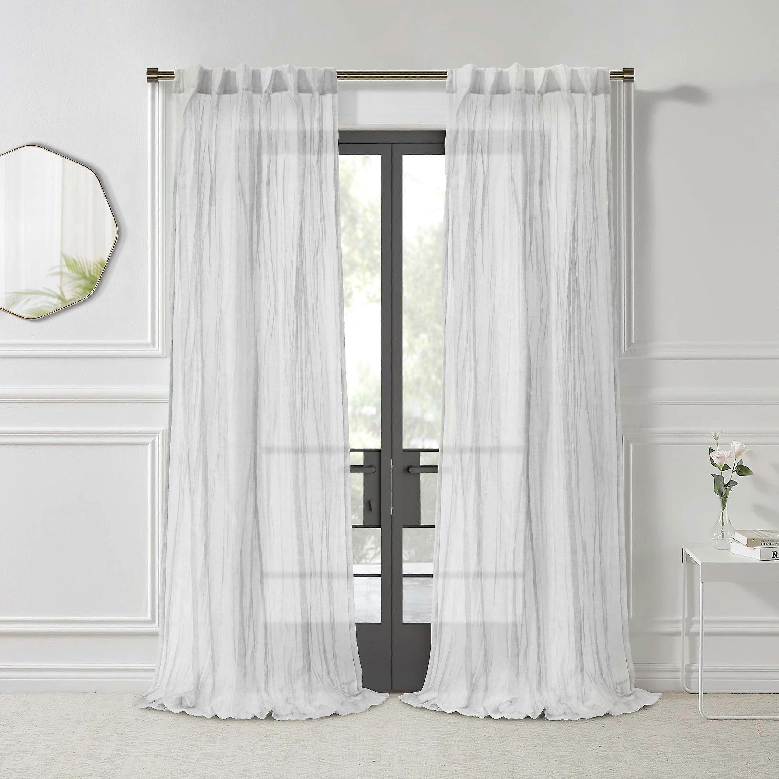 Sheer Dual Header White Curtain Panel 52 x 84 in