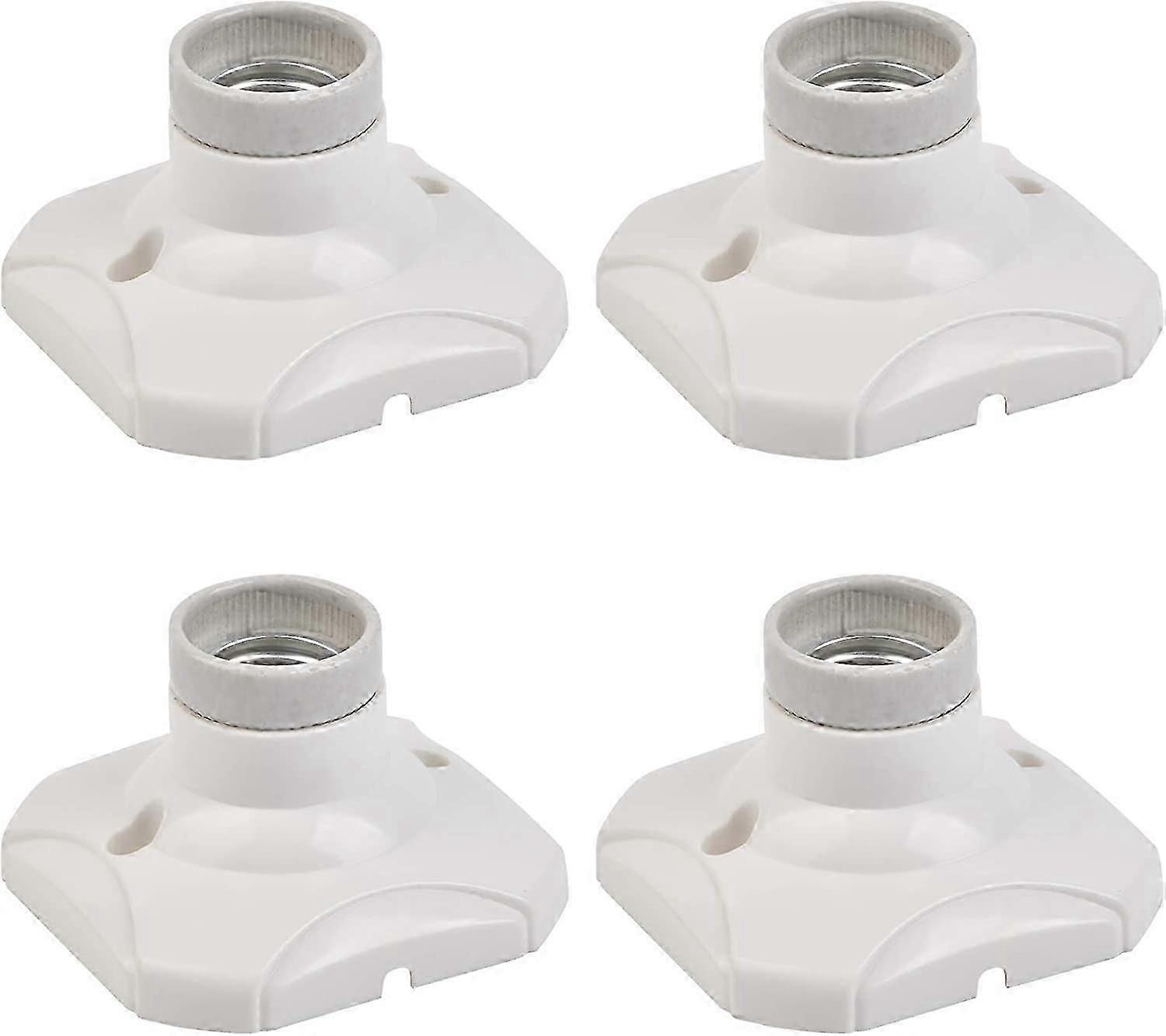 4PCS E27 LED Bulb Socket E27 Lamp Holder E27 Socket Holder Wall Mount E27 Base with Bracket (AC 220-250V, White)
