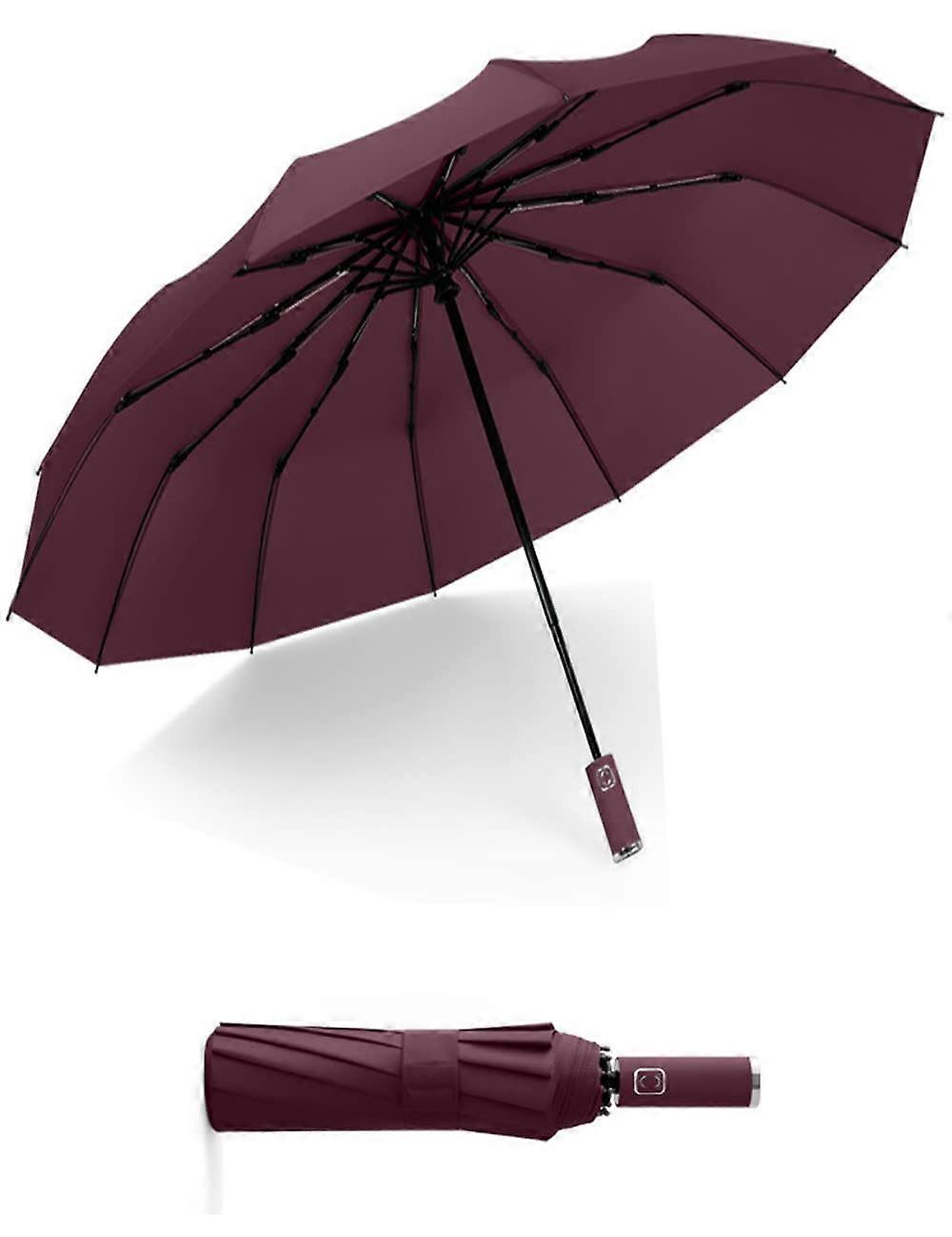 Automatic Open/Close Compact Folding Travel Umbrella, Lightweight Windproof Canopy, Quick Drying with Non-Slip Handle