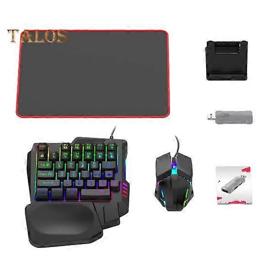 Mobile Game Converter Gaming Keyboard Mouse Set Stable Connection Low Latency Wired RGB Backlit Keyboard with Wrist Rest