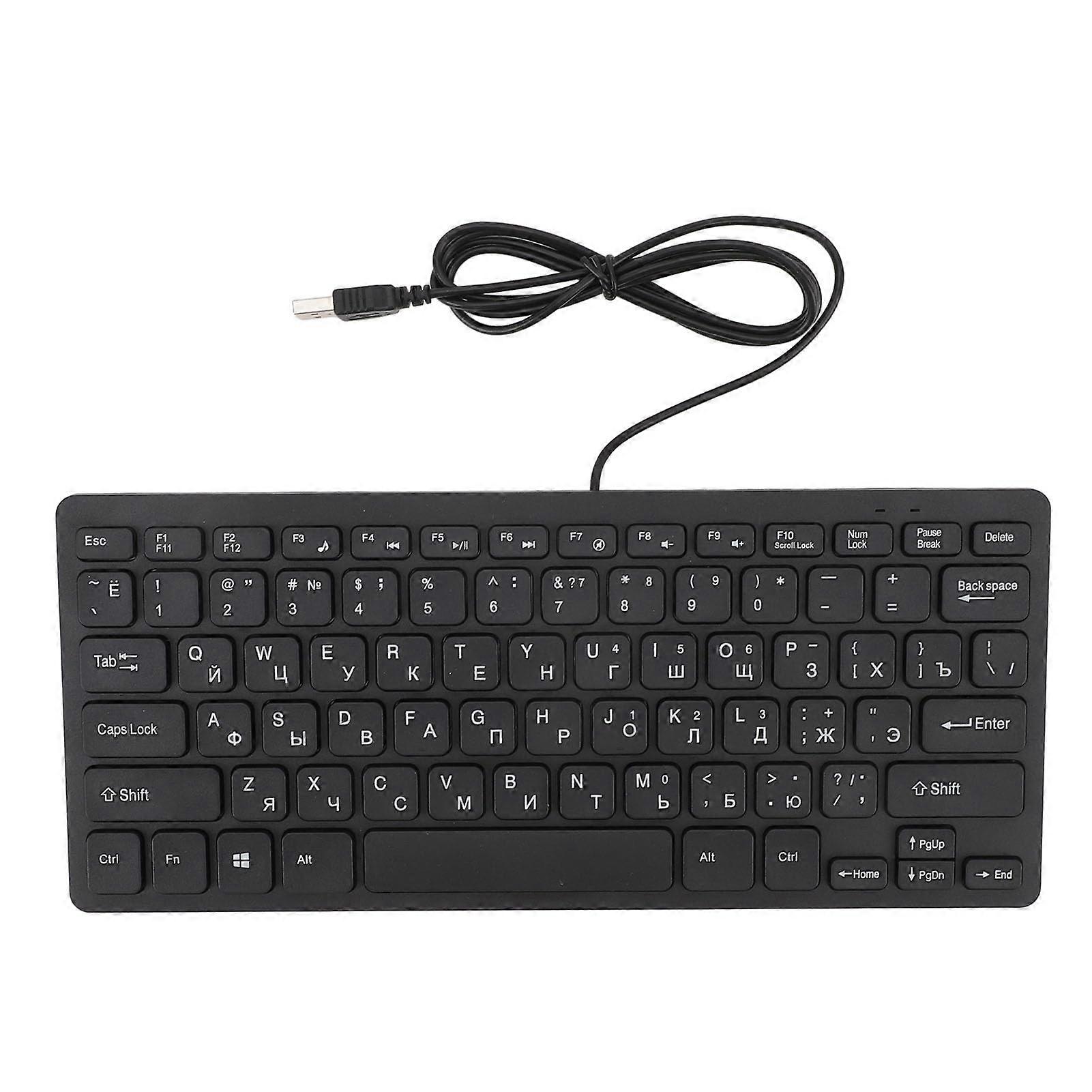Mini 78 Keys Wired Keyboard USB Bilingual Russian Arabic English Compact Design for PC Laptop Compatibility