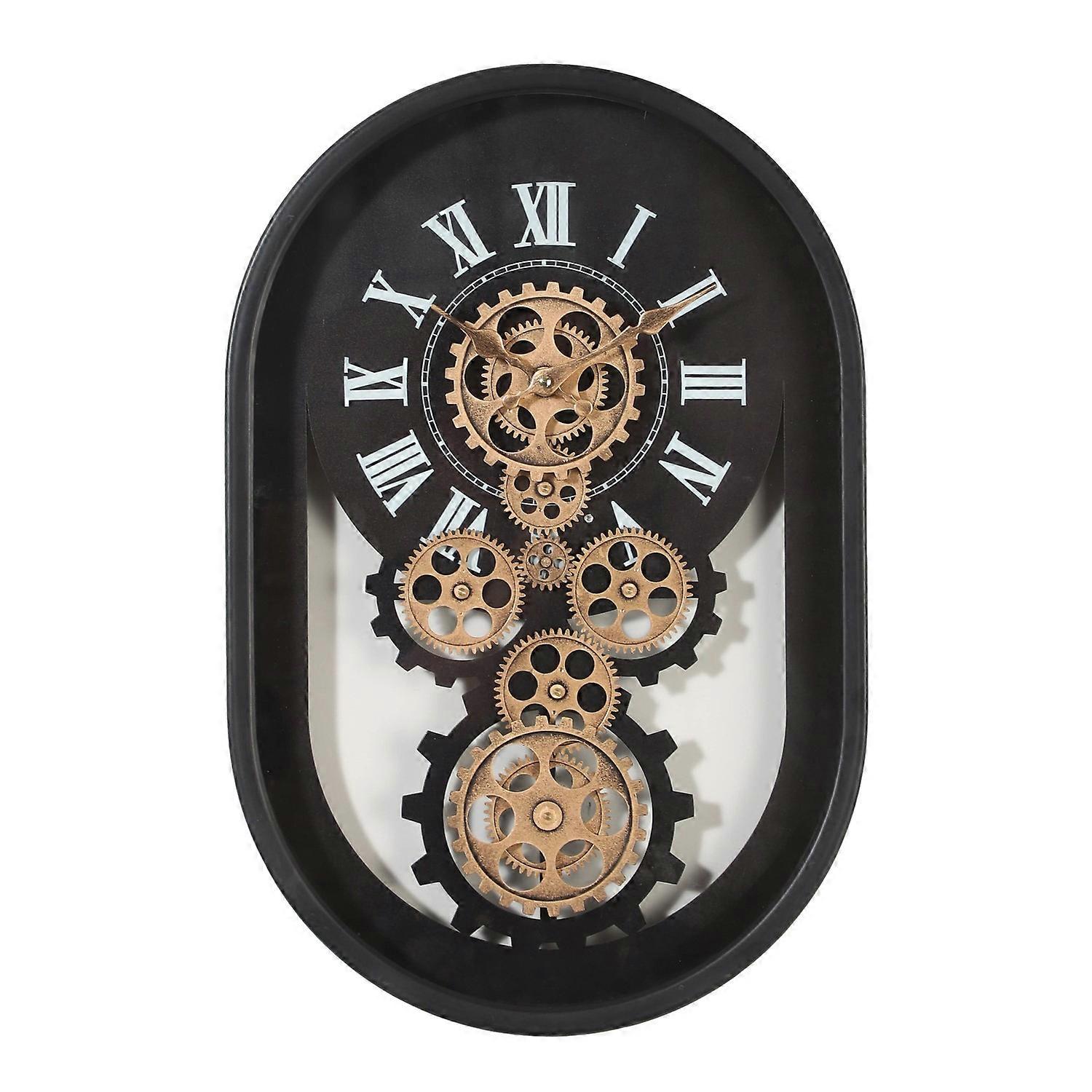 Oval Moving Cogs Wall Clock