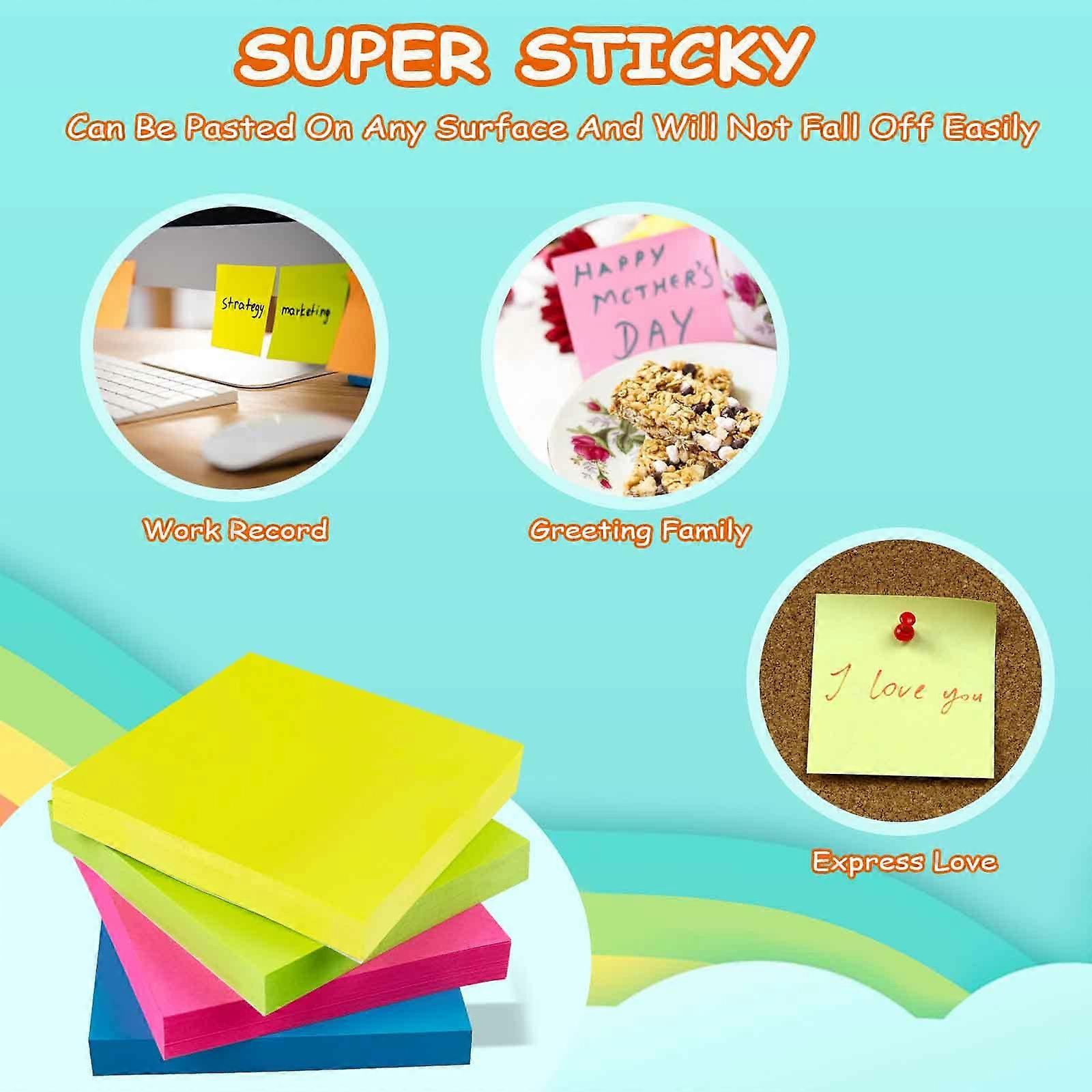 Multi-Coloured Sticky Notes 5 Pack Sticky Notes  75 x 75 mm Sticky Notes  To-Do Lists (5 Colours)  100 Sheets Each