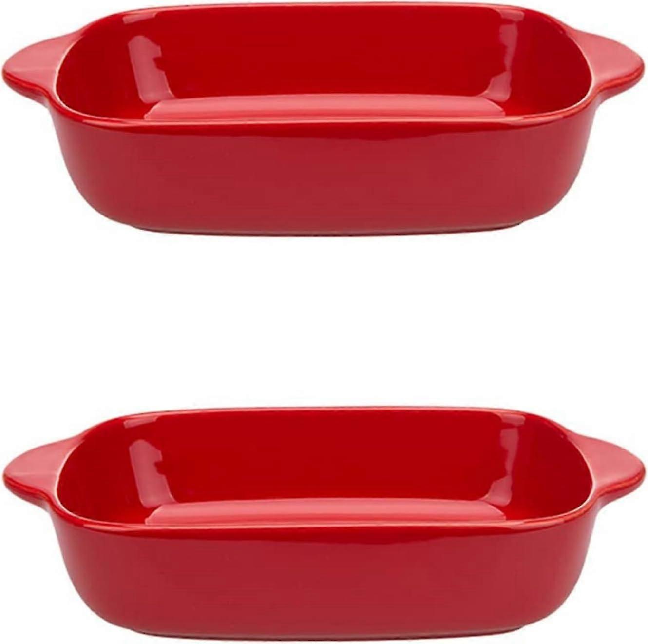 Keramik-Auflaufform, Kuchenform, 8,8 Zoll Kuchenform, Porzellan-Ofenformen, Tortenplatte, antihaftbeschichtete Quicheform zum Kochen, 2er-Set, rot