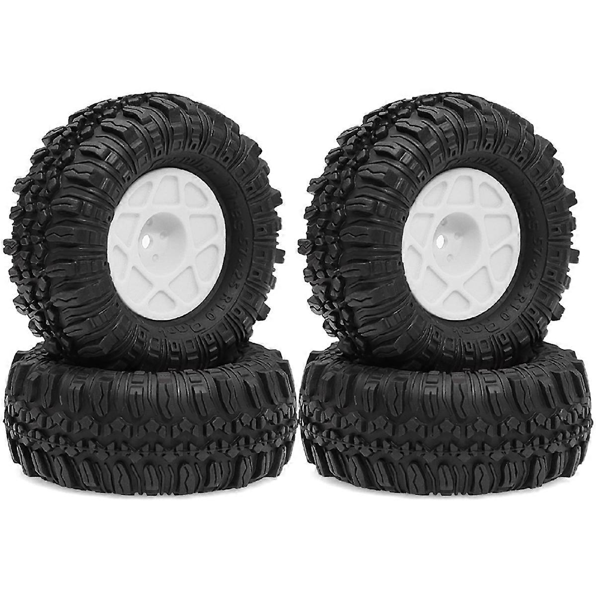 4pcs 57mm 1.0 ιντσών Beadlock Wheel Tire Set για TRX4M SCX24 AX24 Λευκό
