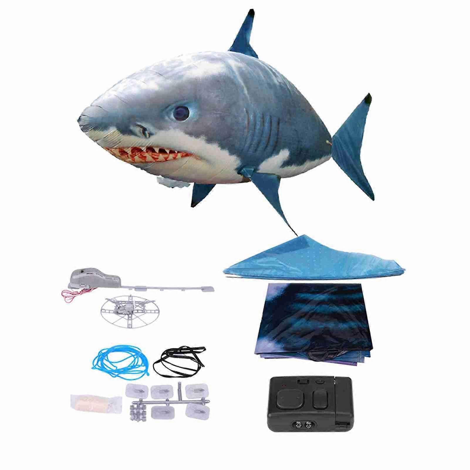 Remote Control Flying Shark Inflatable RC Balloon Toy for Kids Blue Shark Airborne Toy Gift Durable Soft Material