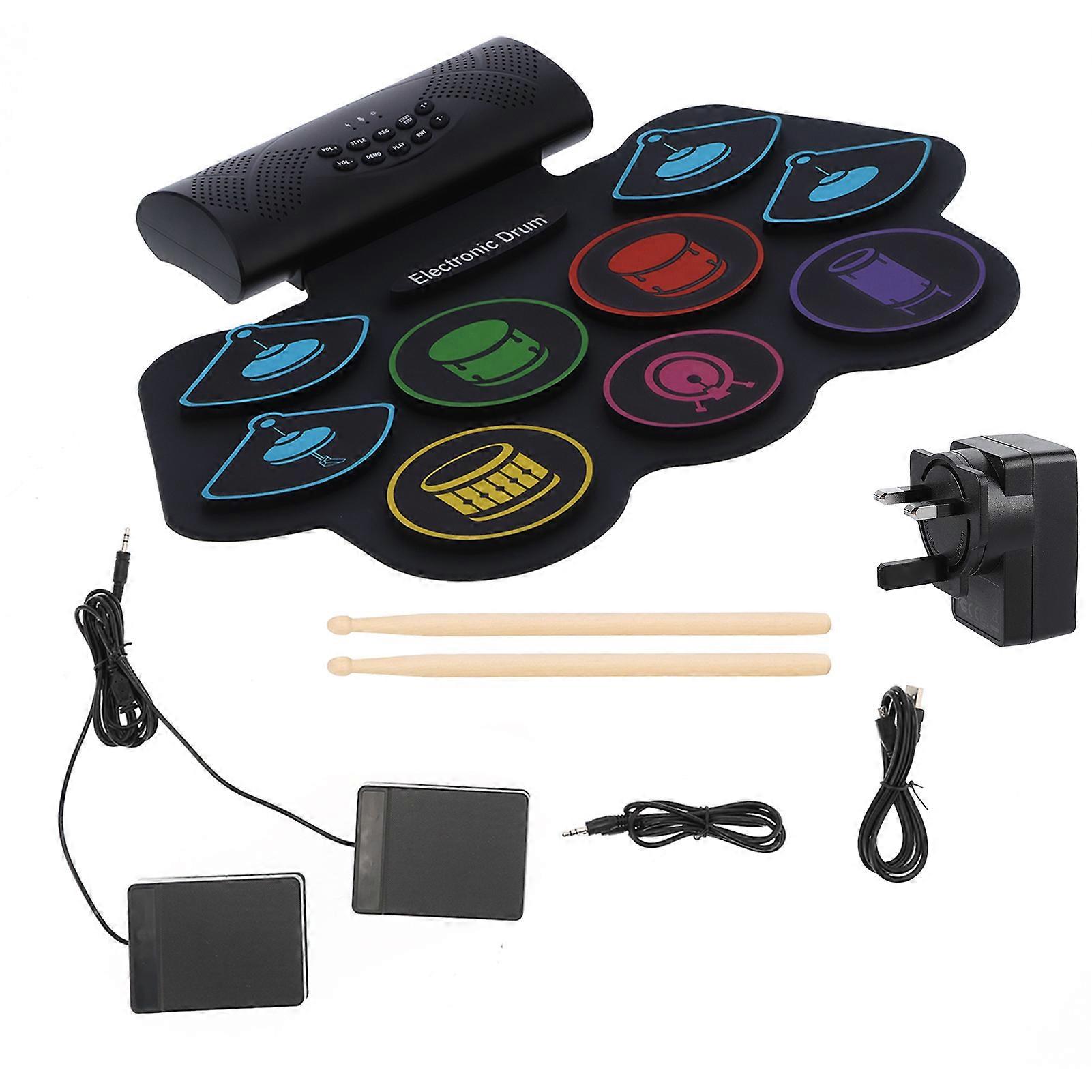Electronic Drum Pad Set Bluetooth MIDI Foldable Kit with Battery Speaker 100‑240V MD862M