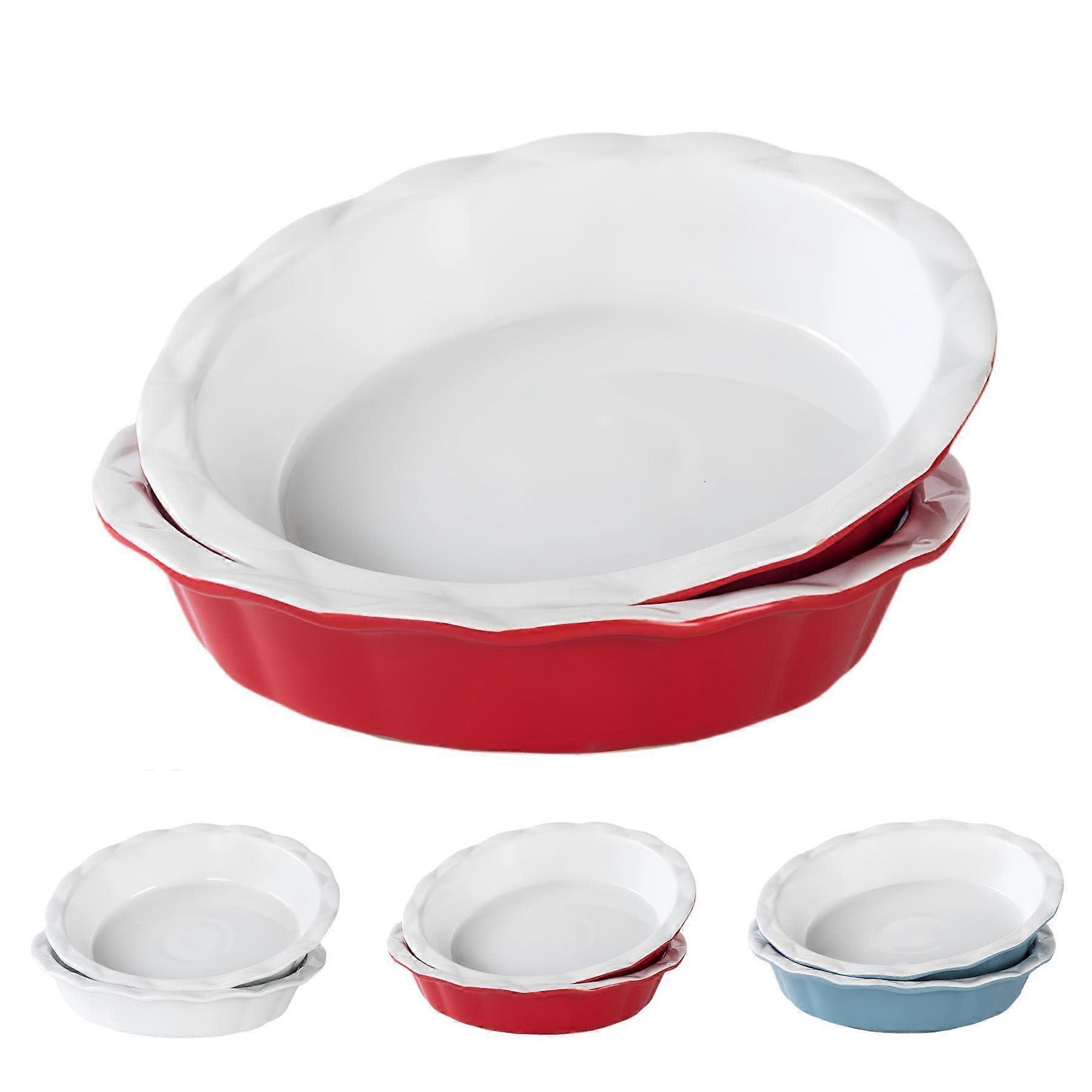 2 Set Ceramic Crinkle Rim Pie Dish for Baking and Cooking 9 Inch 23cm