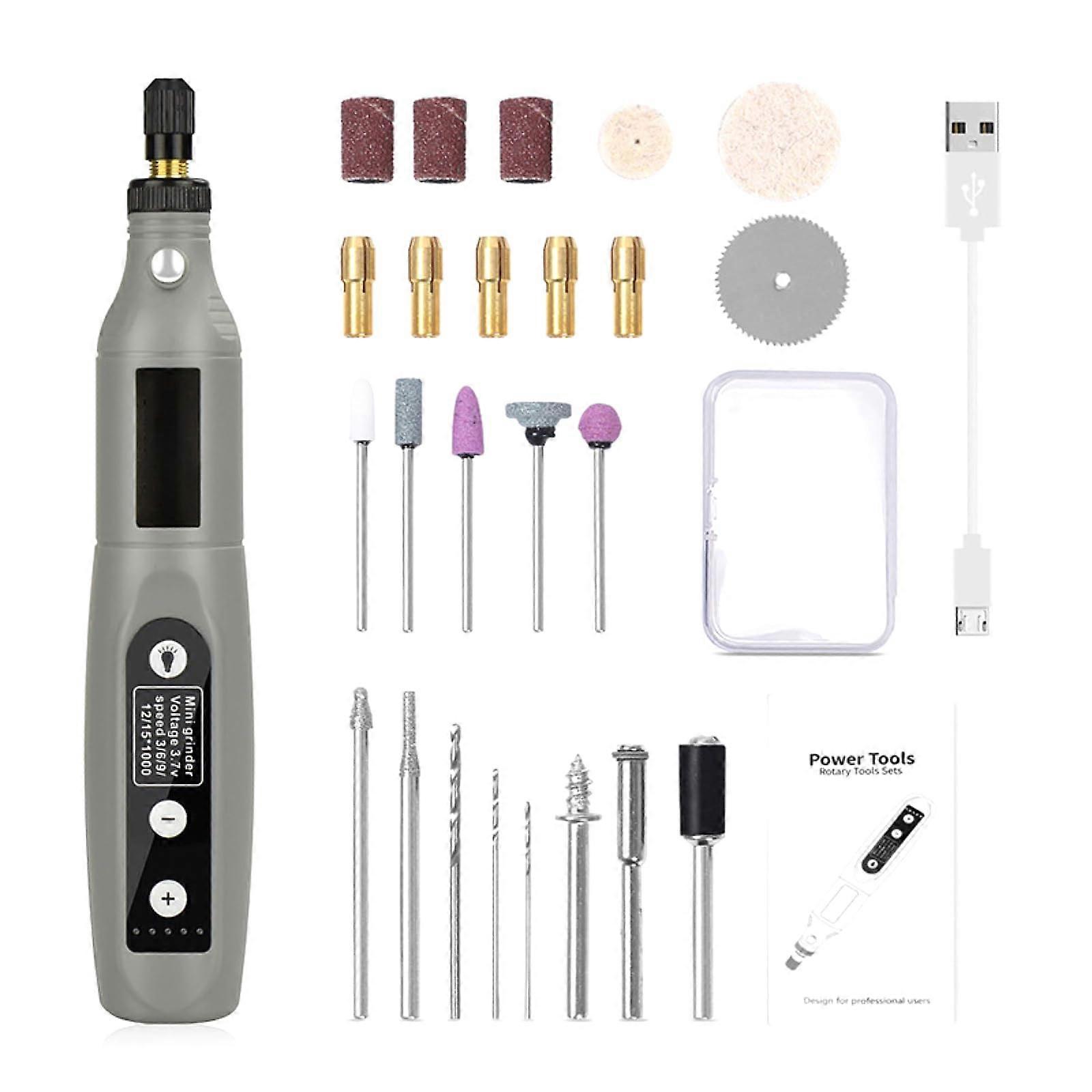 Electric Grinder Rechargeable Engraving Pen 3-Speed Multi-Purpose Rotary Tool Kit for Sanding and Polishing