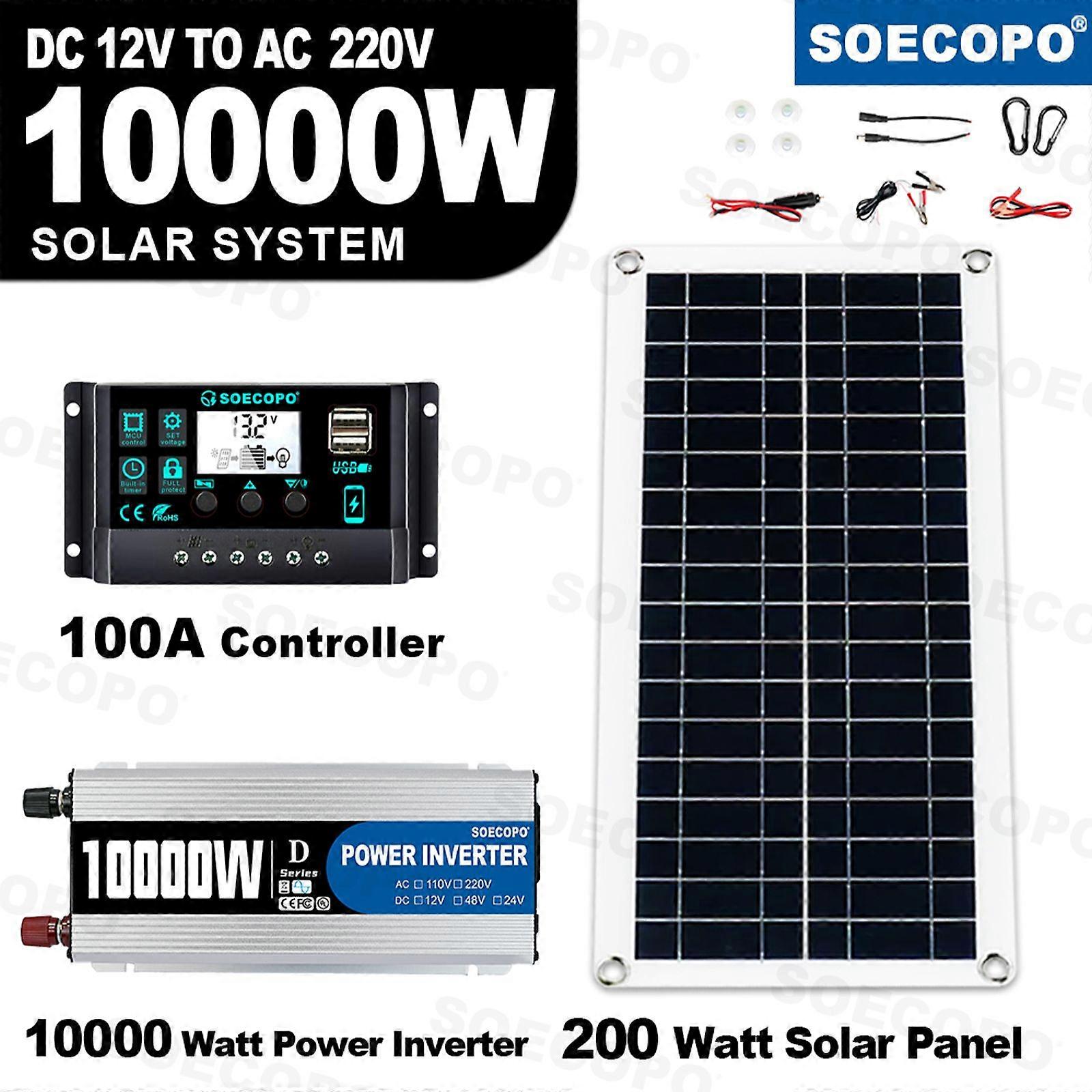 6000W 100A 220V Solar Panel Kit Complete Solar Power Generator Home Grid SysteAe