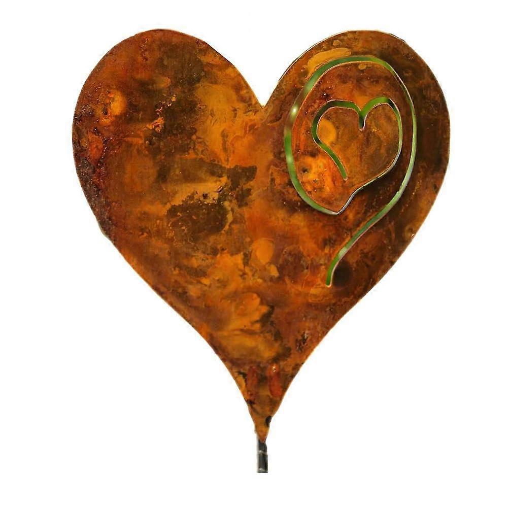 1PCS Love Pillar Inserted Heart Stake in The Garden Rusted Heart Made of 14Ga Metal
