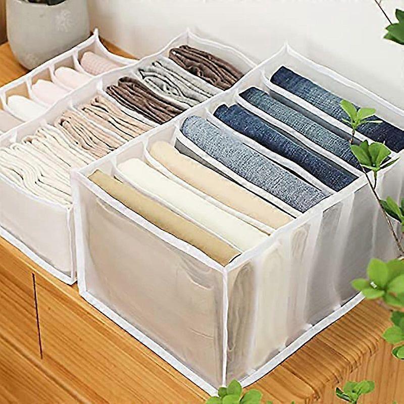 Lebanghui 2pc 7 Grids Washable Wardrobe Clothes Organizer Jeans Leggings Compartment Storage Box (36x17x12cm)/(36x25x20cm)