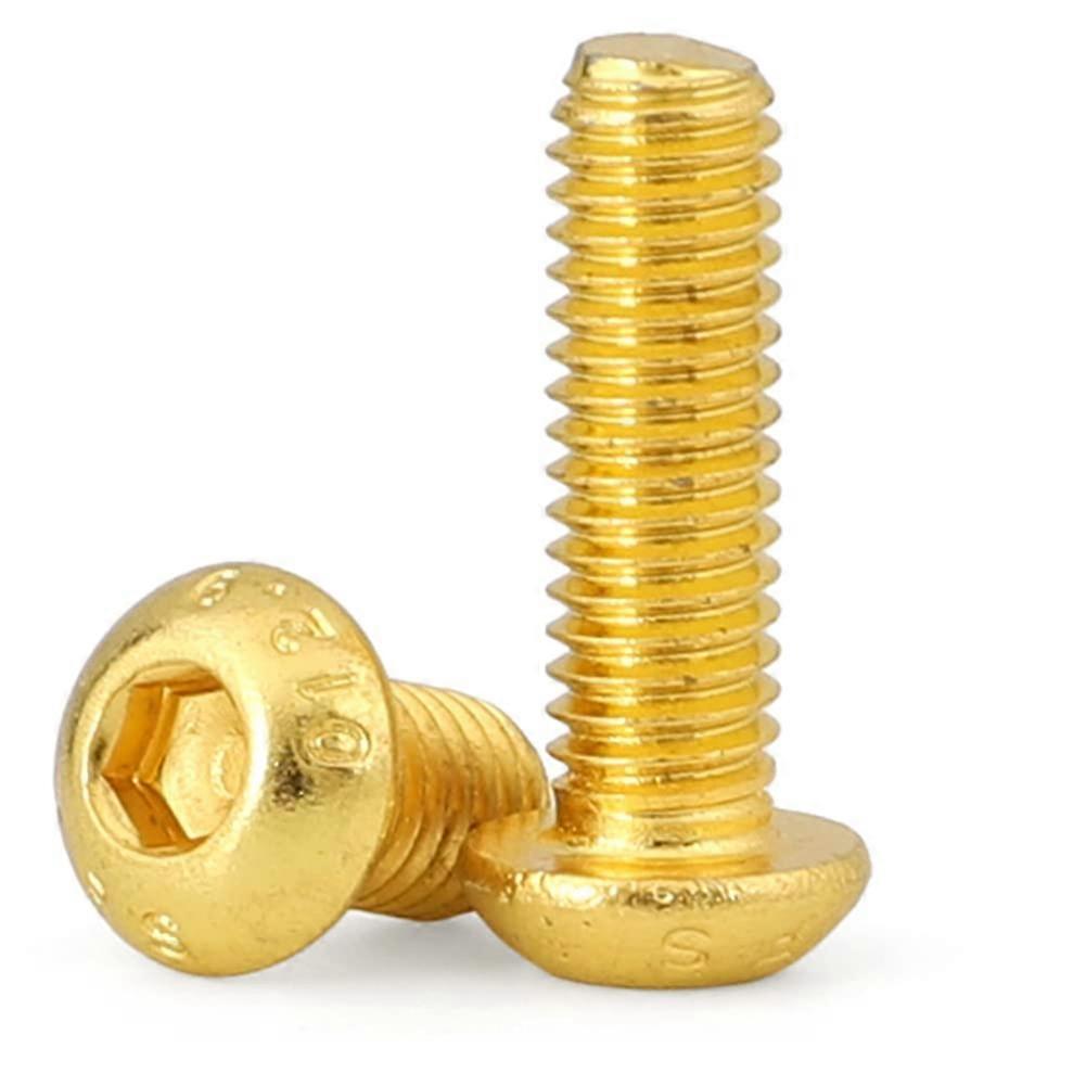 10 Pieces of TitaniumPlated Gold Round Head Hexagon Screws, M2.5x6mm for Fasteners Locking Devices Fixed Mechanical.