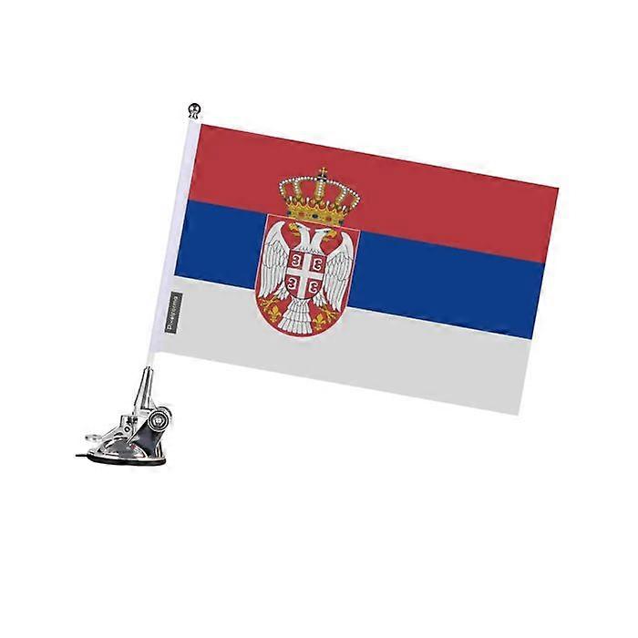 Suction Cup Flagpole – Flag of Serbia – 27 x 35 cm – Polyester – Stainless Steel