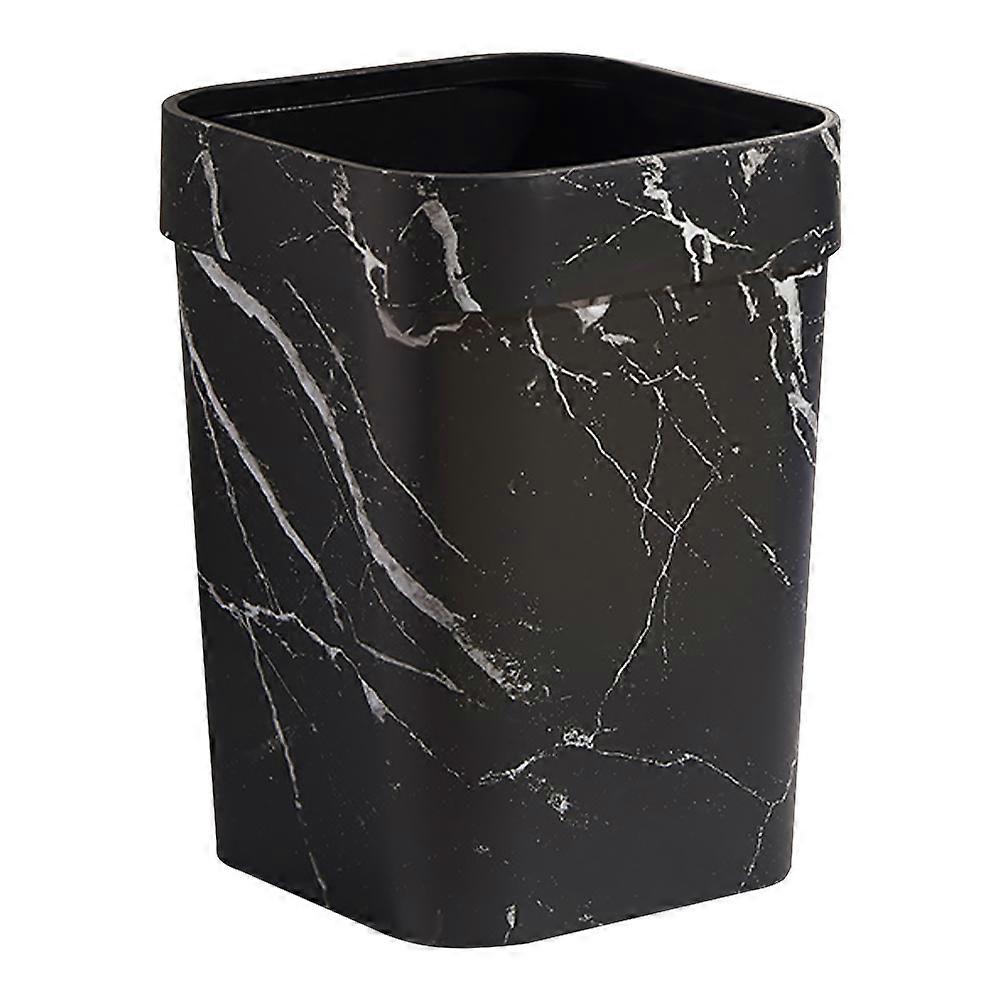 Square Marbling Waste Bin, Lidless Modern Garbage Container for Bathroom, Bedroom & Office, Non Slip Base, Compact Design, Grey Marble Finish for Use