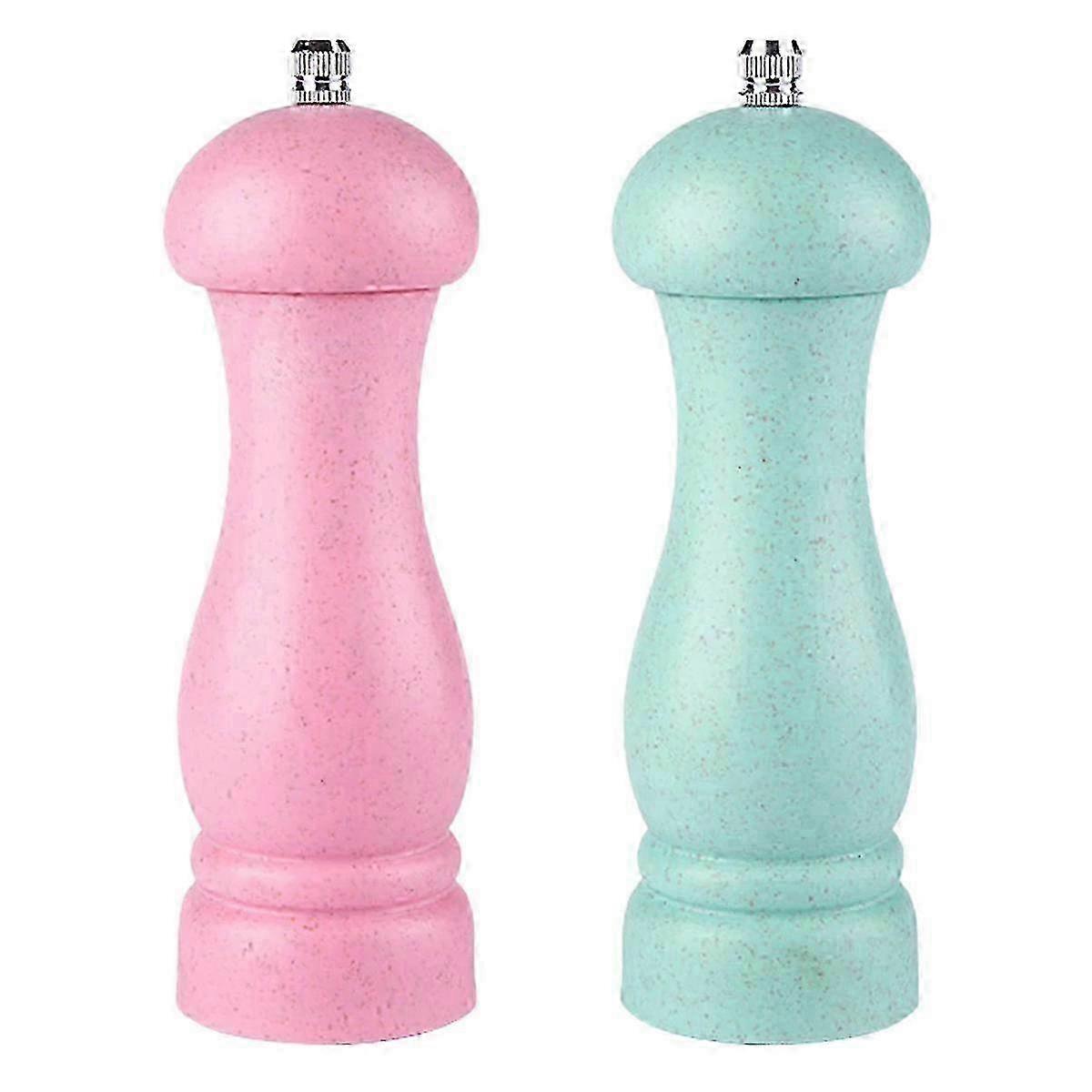 طقم مطحنة الملح والفلفل من 2 ، هزازات ملح الخشب والفلفل مع قلب سيراميك ، يدوي قابل لإعادة التعبئة 