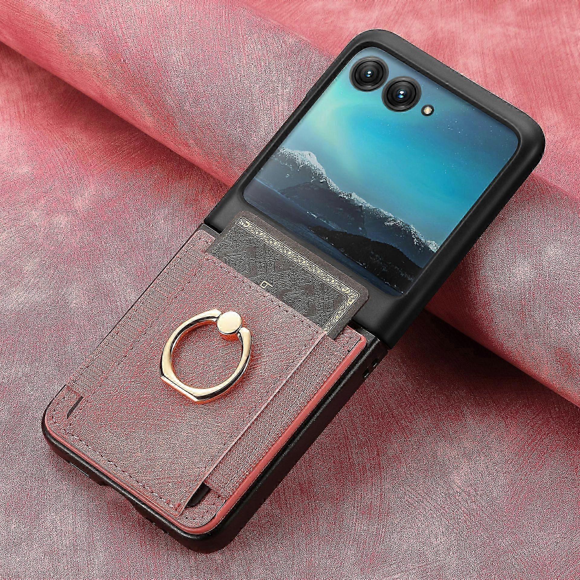 Leather Texture Retro Phone Case for Motorola Razr 50 Ultra/ Razr 50 with Card Slot and Ring