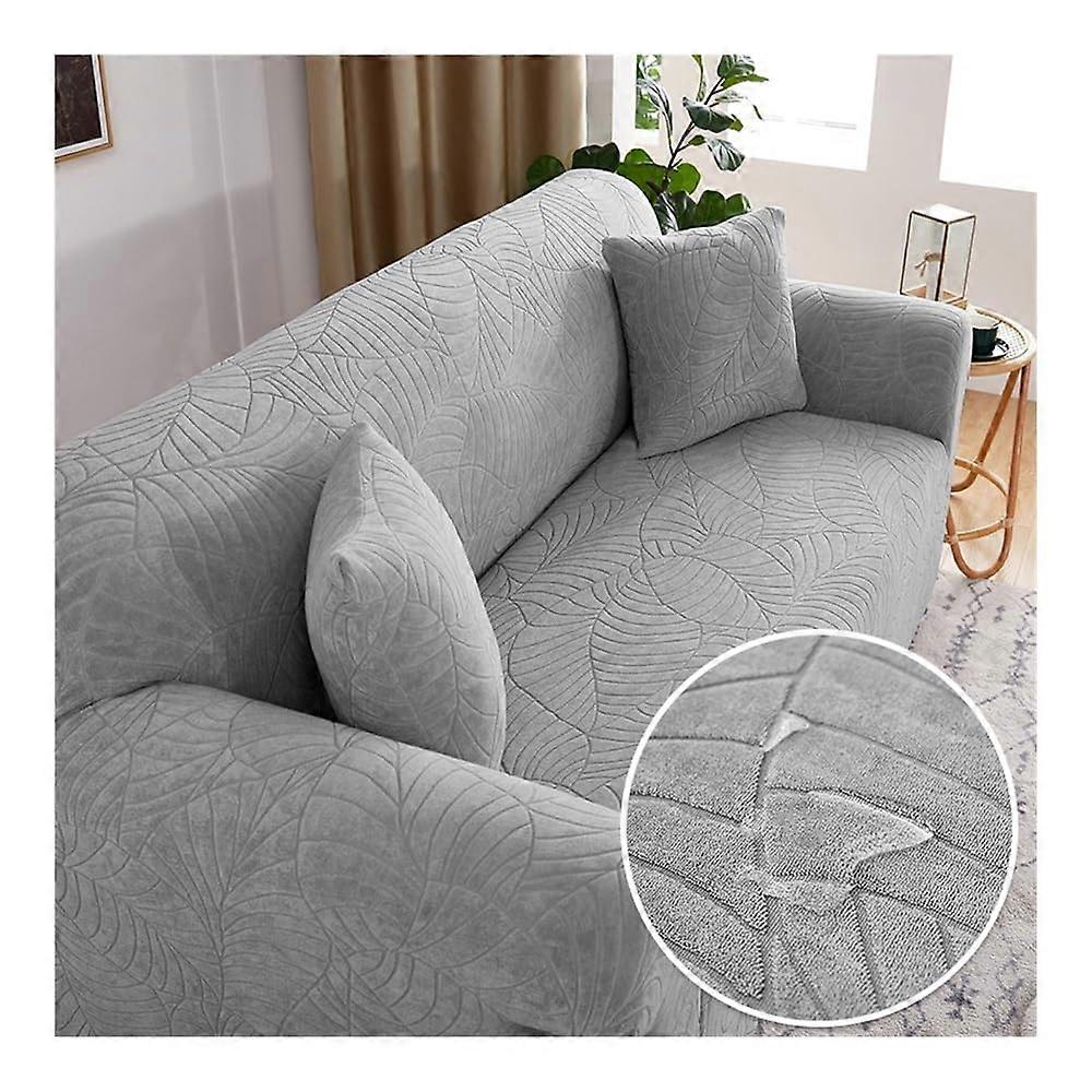 Dicker JacquardSofabezug, elastic cover, (light Lshaped gray, 3seater)