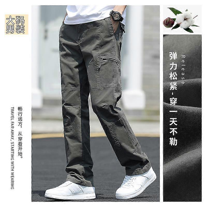 Fashion Solid Zipper Pockets Design Straight Trousers Mens Casual Loose Drawstring Sweatpants Cargo Pants Men Streetwear