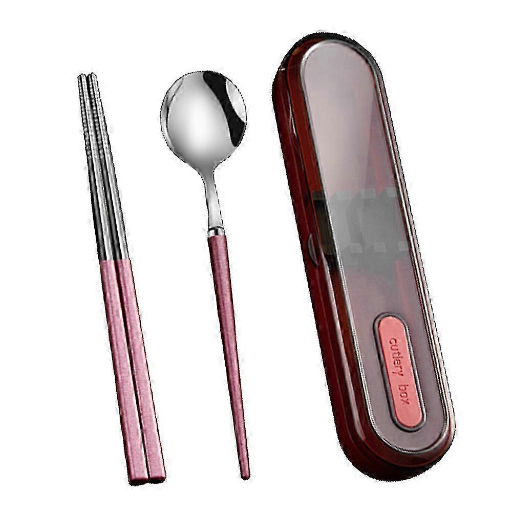 ポータブルステンレス製トラベルカトラリーセット、キャンプ&オフィス用ケース付き