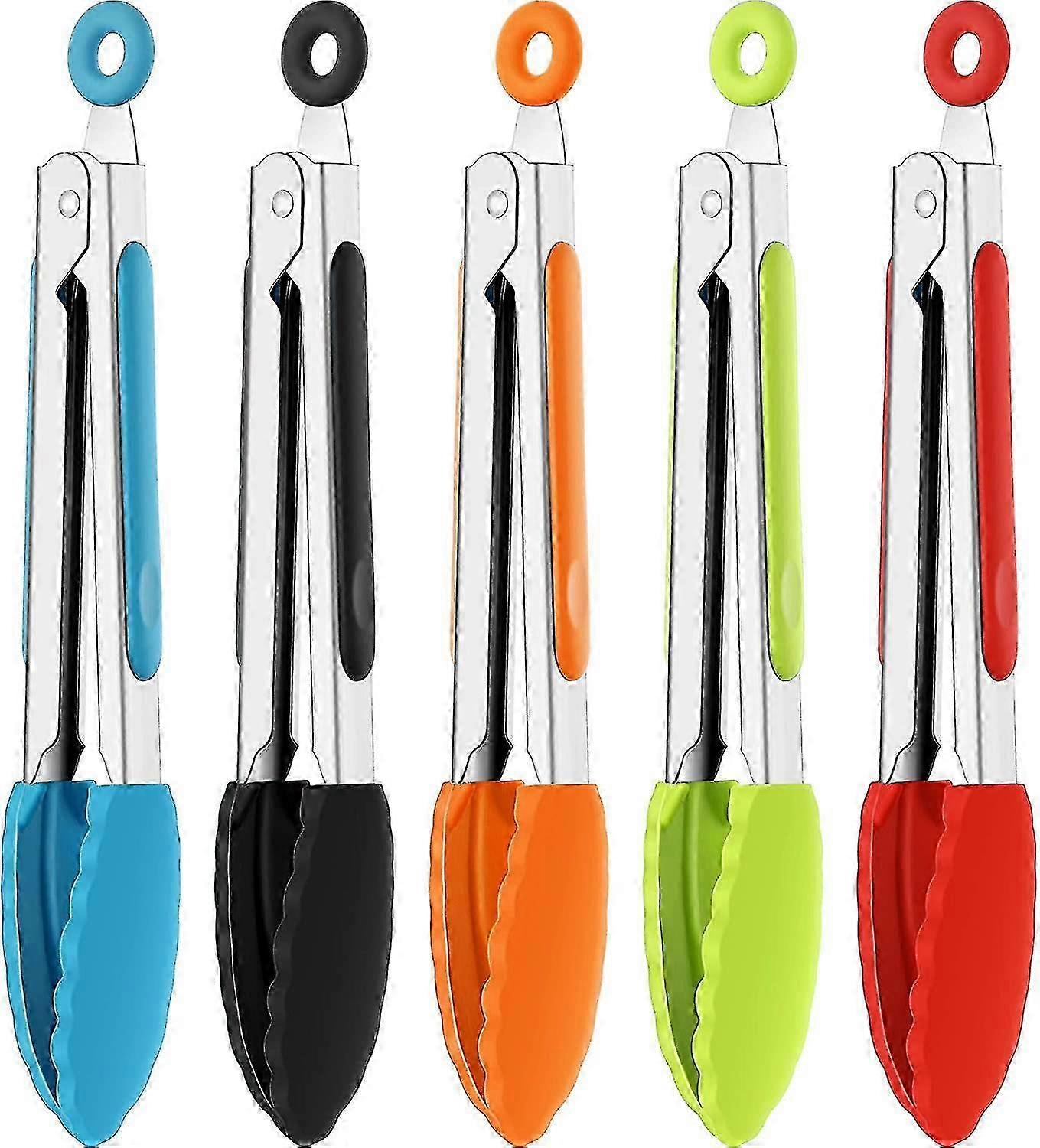 5Pcs Mini Silicone Kitchen Clips with Stainless Steel Tips for Cooking