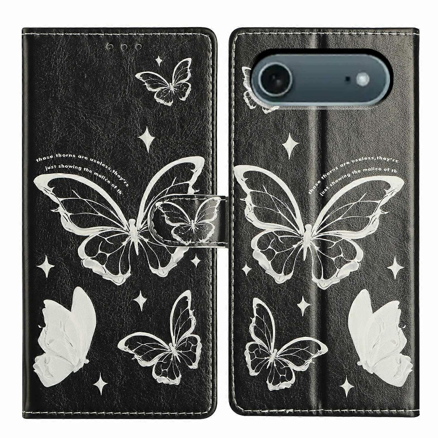For iPhone 17 Air Case Pattern Printing Wallet Stand Flip Leather Phone Cover with Strap