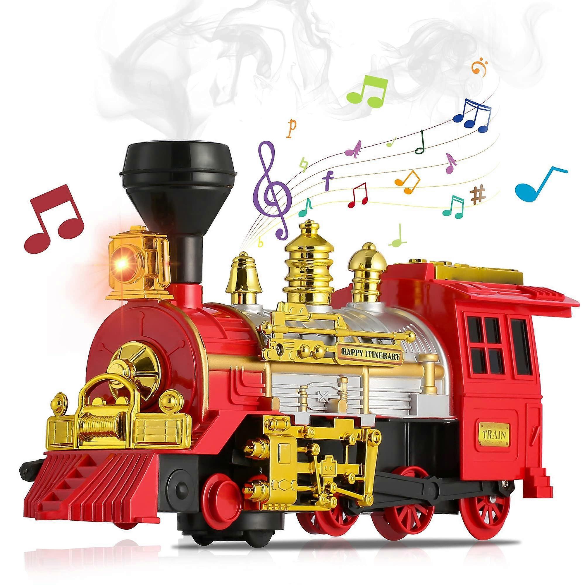 Train Toy for Toddlers, Bump Go Trucks with Smoke, Light Sound